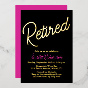 Elegant Gold Foil Pink Black Retirement Party