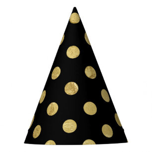 Elegant Gold Foil Polka Dot Pattern - Gold & Black Party Hat