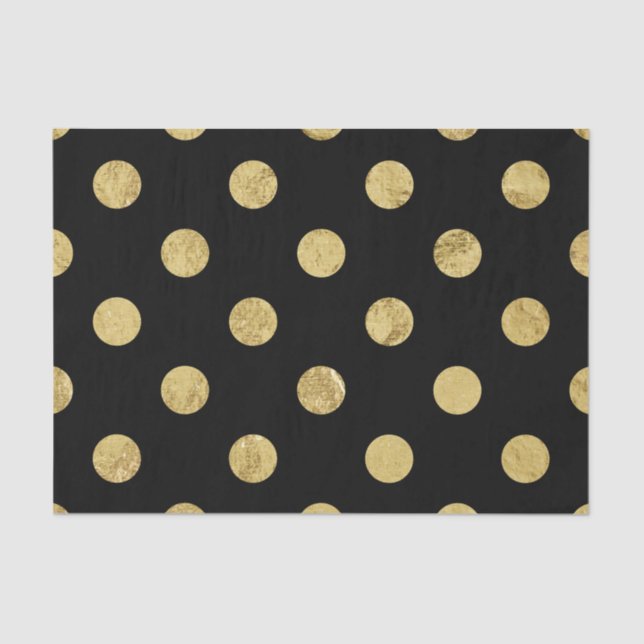 Elegant Gold Foil Polka Dot Pattern - Gold & Black Tissue Paper (Front)