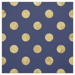 Elegant Gold Foil Polka Dot Pattern - Gold & Blue Fabric