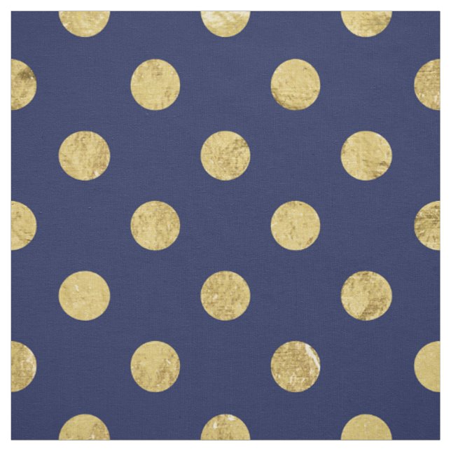 Elegant Gold Foil Polka Dot Pattern - Gold & Blue Fabric (Swatch)