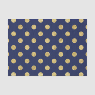Elegant Gold Foil Polka Dot Pattern - Gold & Blue Tissue Paper