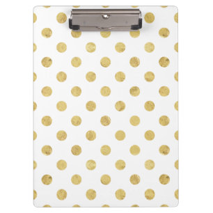 Elegant Gold Foil Polka Dot Pattern - Gold & White Clipboard