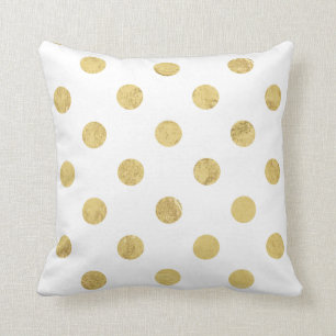 Elegant Gold Foil Polka Dot Pattern - Gold & White Cushion