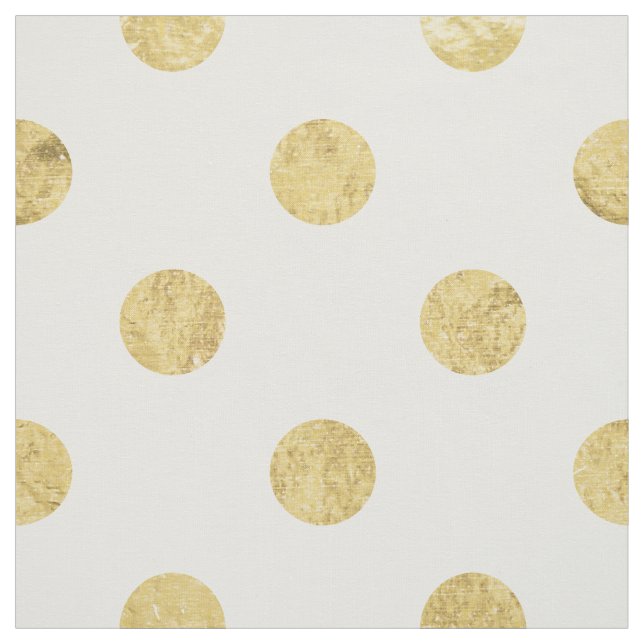 Elegant Gold Foil Polka Dot Pattern - Gold & White Fabric (Swatch)