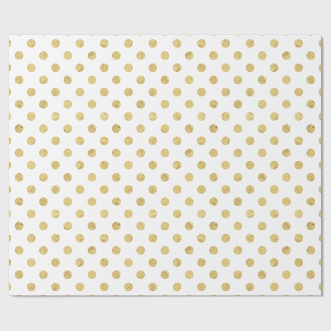 Elegant Gold Foil Polka Dot Pattern - Gold & White Wrapping Paper (Flat)