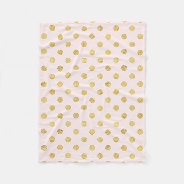 Elegant Gold Foil Polka Dot Pattern - Pink & Gold Fleece Blanket (Front)