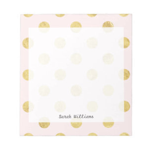 Elegant Gold Foil Polka Dot Pattern - Pink & Gold Notepad