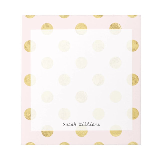 Elegant Gold Foil Polka Dot Pattern - Pink & Gold Notepad (Front)