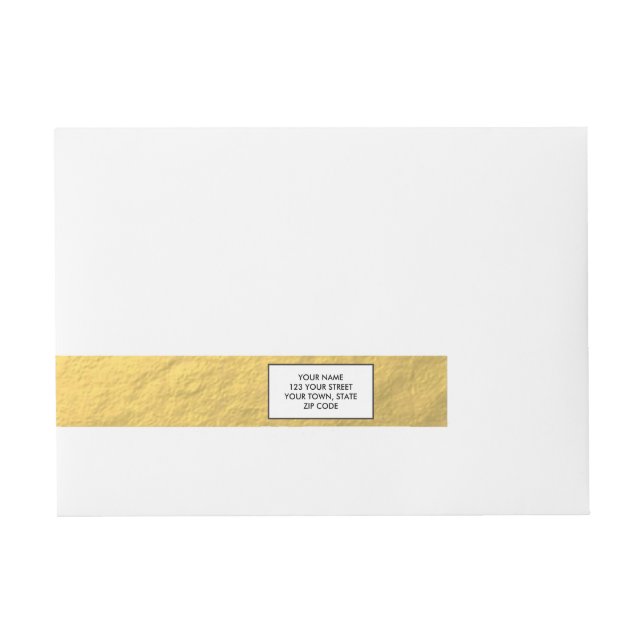Elegant Gold Foil Printed Wraparound Address Label (Front)