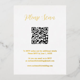 Elegant Gold Foil QR Code Wedding Enclosure Card