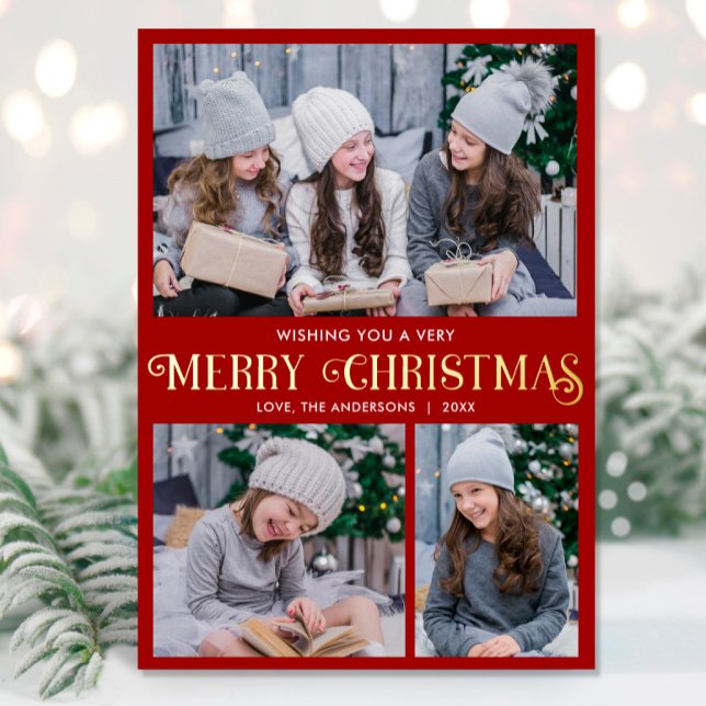Elegant gold foil red Merry Christmas 3 photo (Creator Uploaded)