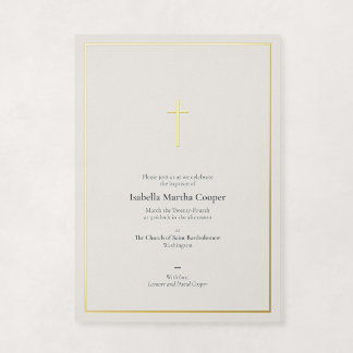 Elegant Gold Foil Religious Minimal Cross Baptism