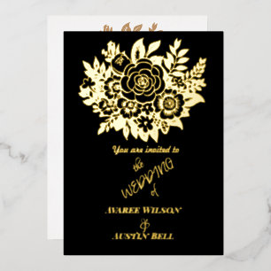 Elegant Gold Foil Rose Bouquet Black Wedding