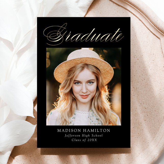 Elegant Gold Foil Script Graduation Announcement (Creator Uploaded)