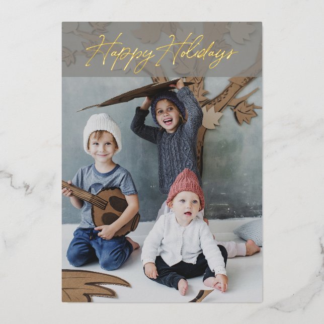 Elegant Gold Foil Script Happy Holidays Photo (Front)