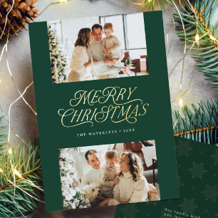 Elegant Gold Foil Script Merry Christmas Photo