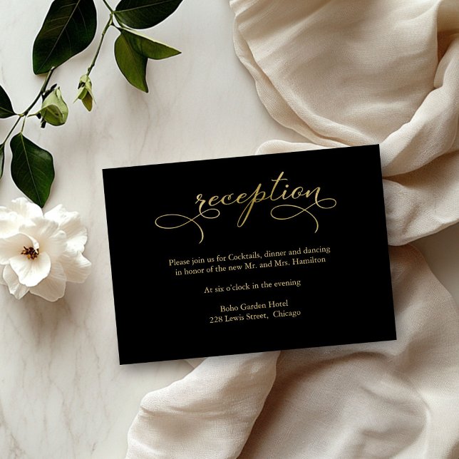 Elegant Gold Foil Script Wedding Reception Card (Creator Uploaded)