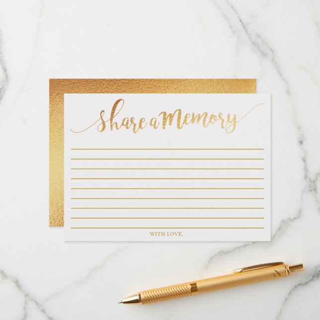 Elegant Gold Foil Share A Memory Card (Front/Back In Situ)
