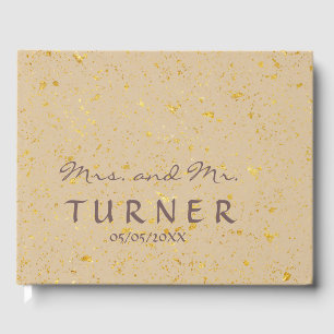 Elegant Gold Foil Splatters Wedding Guest Book