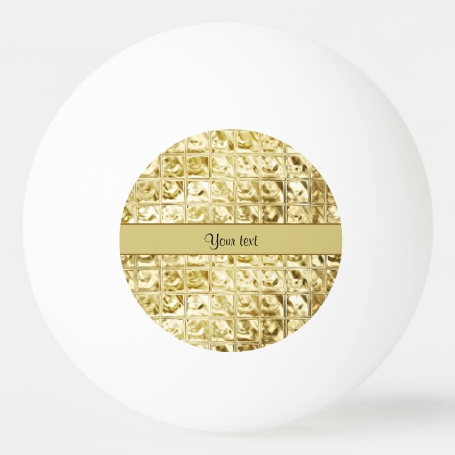 Elegant Gold Foil Squares Ping Pong Ball (Front)