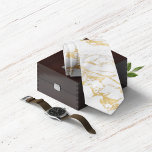 Elegant Gold Foil Style on Chic White Marble Tie<br><div class="desc">Elegant Gold Foil | White Marble Necktie with a larger pattern trendy white marble and soft gold foil style marble veins running throughout. The pattern can be resized for a variety of looks. Perfect for your wedding,  elegant affair,  or chic aesthetic.</div>