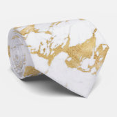 Elegant Gold Foil Style on Chic White Marble Tie (Rolled)