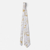 Elegant Gold Foil Style on Chic White Marble Tie (Back)