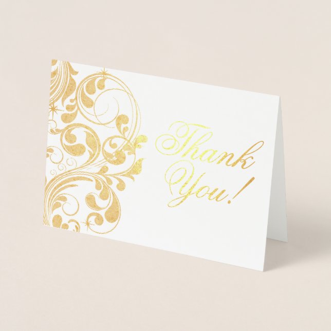 Elegant Gold Foil Thank You Card (Front)