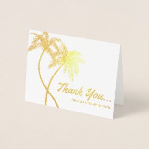 Elegant Gold Foil Thank You Cards Palm Trees