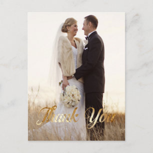 Elegant, Gold Foil, Thank You, Custom Photo Postcard