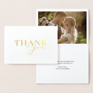 Elegant Gold Foil Thank You Script Heart Wedding Foil Card