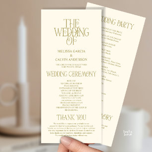 Elegant Gold Foil Typography Wedding Program Programme
