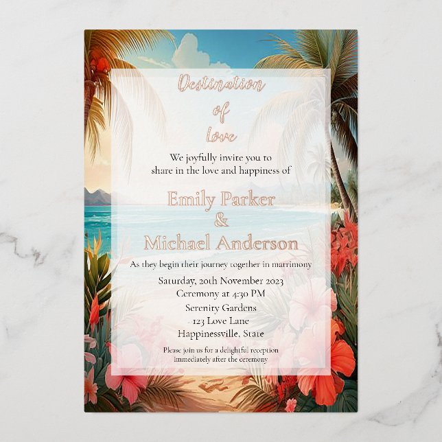 Elegant gold foil wedding invitation (Front)