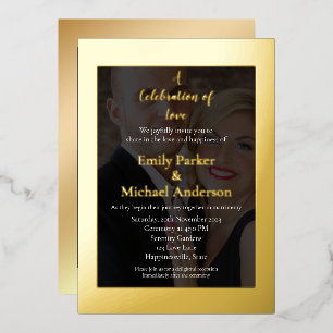 Elegant gold foil wedding invitation