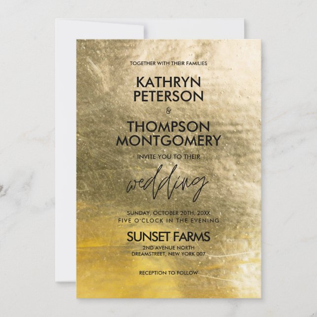 Elegant Gold Foil Wedding Invitation (Front)