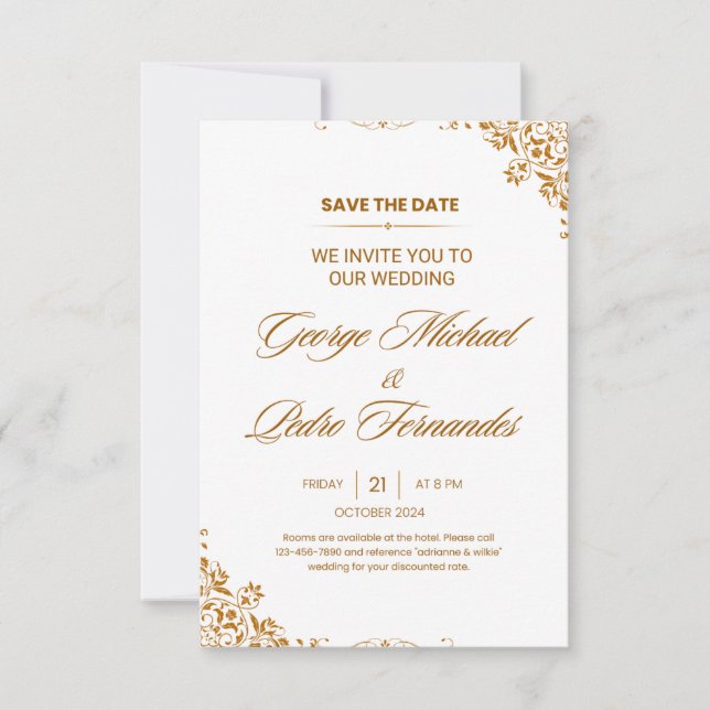 Elegant Gold Foil Wedding Invitation (Front)