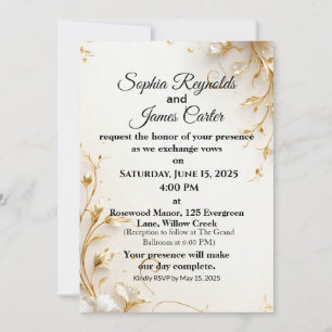 Elegant Gold Foil Wedding Invitation   Formal Luxe
