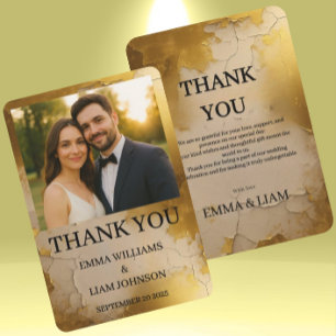 Elegant Gold Foil Wedding Photo Thank You Card