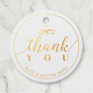 Elegant Gold Foil Wedding Thank you Favour Tags