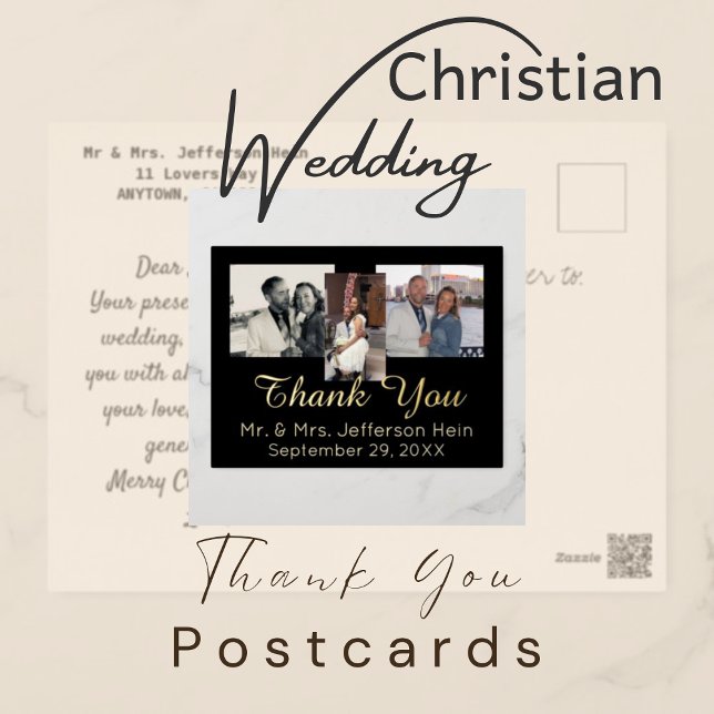 Elegant Gold Foil Wedding Thank You  Foil Holiday Postcard (Creator Uploaded)