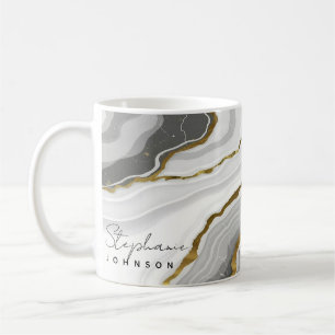 Elegant Gold Foil White Marble Monogram  Coffee Mug