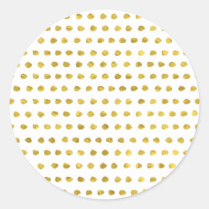 Elegant Gold Foil White Small Polka Dots Pattern Classic Round Sticker