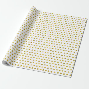 Elegant Gold Foil White Small Polka Dots Pattern Wrapping Paper