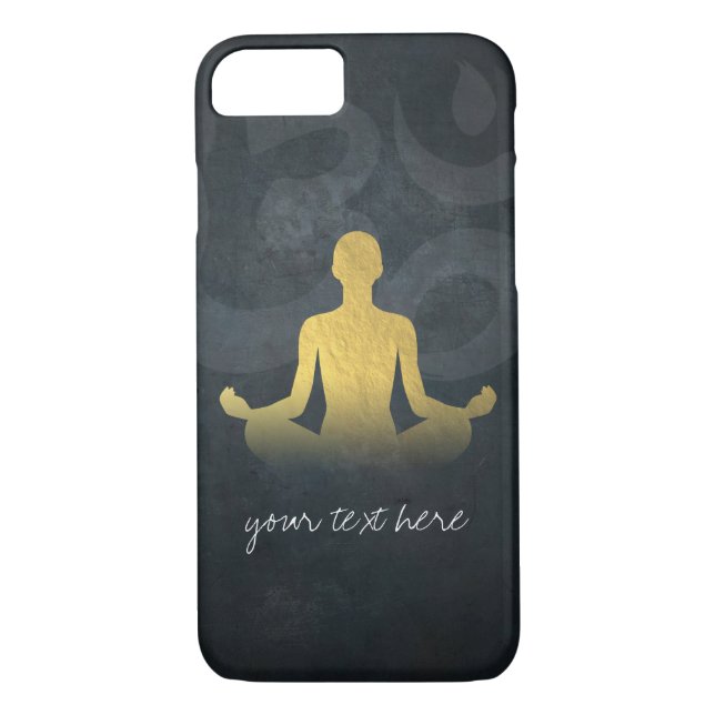 Elegant Gold Foil Yoga Meditation Pose Om Symbol Case-Mate iPhone Case (Back)