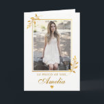 Elegant Gold Foliage Photo Graduation  Card<br><div class="desc">Elegant Gold Foliage Photo Graduation Card. Celebrate her special achievement with this elegant graduation photo card. Features a personalized graduate photo,  faux gold foliage accents,  stylish script name,  and a message. Perfect for congratulating high school or college graduates in a chic feminine style.</div>