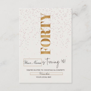 Elegant Gold "Forty" Milestone Birthday Invitation