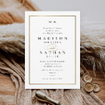 Elegant Gold Frame Black and White Wedding Invitation<br><div class="desc">This Elegant Gold Frame Black and White Wedding Invitation is simple and versatile. It features a chic white and black design with a monogram,  script details,  simple gold frame and formal editable text. Click the edit button to customise this design.</div>