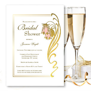 Elegant Gold Frame Bridal Shower Invitation