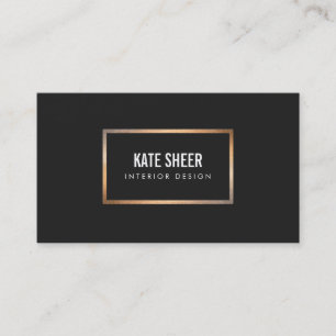 Elegant Gold Frame Chic Interior Designer Black Business Card